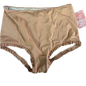 KORTNI JEANE NWT Nude Ruffle High Waisted Swim Bottoms Women’s 2XL